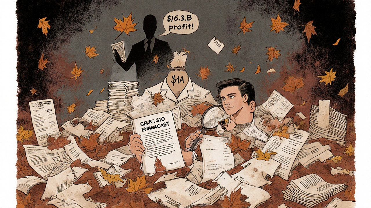 An overwhelmed pharmacist faces falling clawback notices as PBM contracts bury them, with a ghostly profit figure watching.