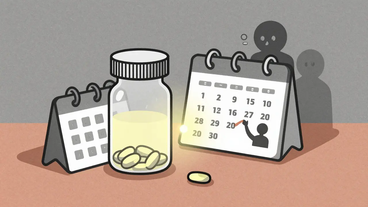 A smart pill bottle with a blinking light and AI adjusting a refill schedule based on travel.