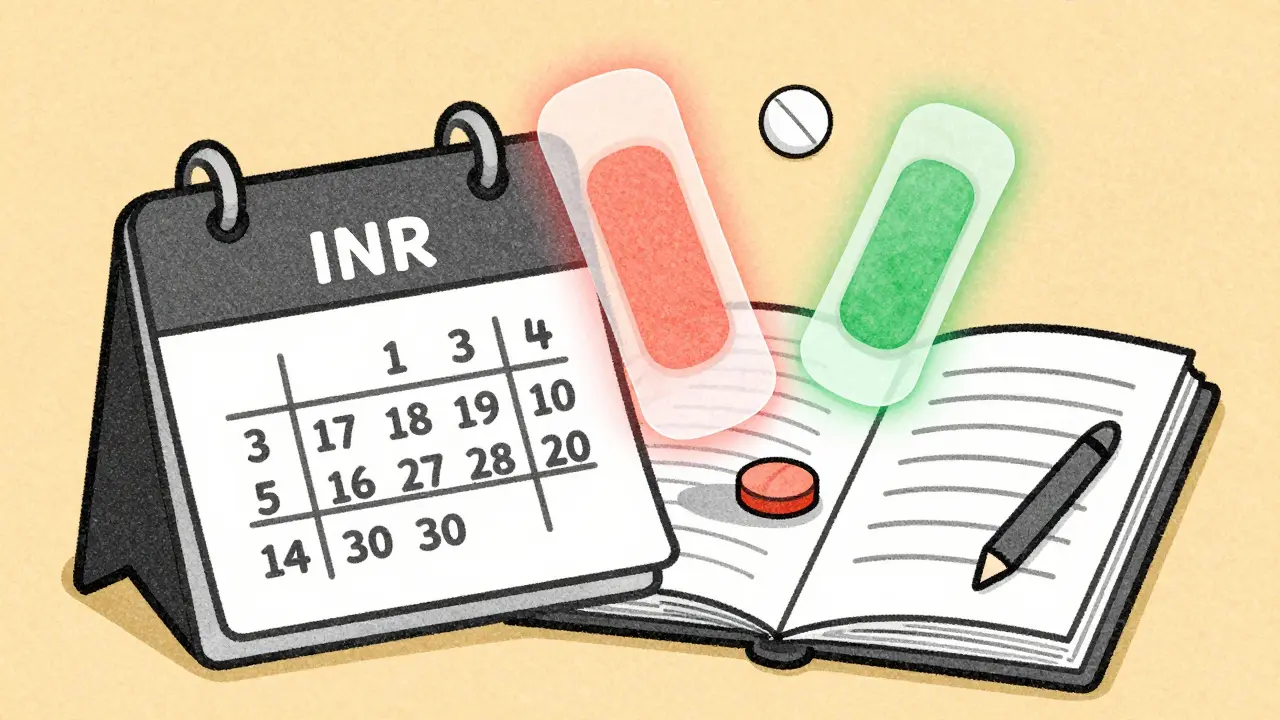 Medical chart tracking INR checks after starting estrogen therapy