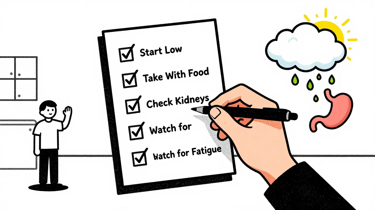 Medical checklist being completed with symbols for safe metformin use