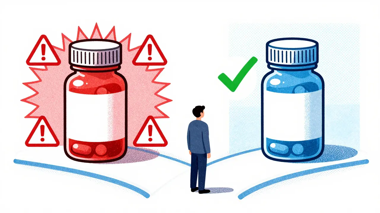 Patient choosing safe medication alternative over risky pills